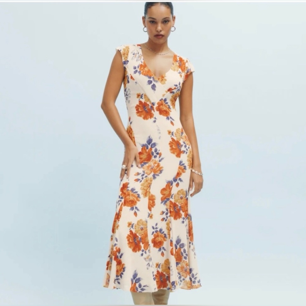 Reformation Baden V-Neck Midi Dress